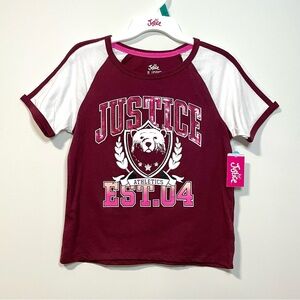 🟣2/$20 NEW Justice Bear Est.04 Sequin Raglan Short Sleeve T-Shirt (size M)